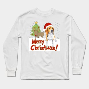 Merry Christmas Beagle Dog! Long Sleeve T-Shirt